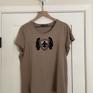 J. Crew Tan Short Sleeve Tee with Black Graphic